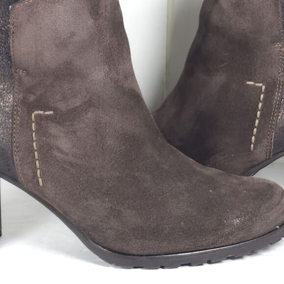 PAUL GREEN Women's Rockin US7,5-8 AU5,5 Brown Duede Leather Heel Ankle Booties - Picture 11 of 16